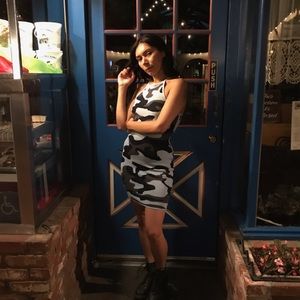 Blue army girl pencil dress